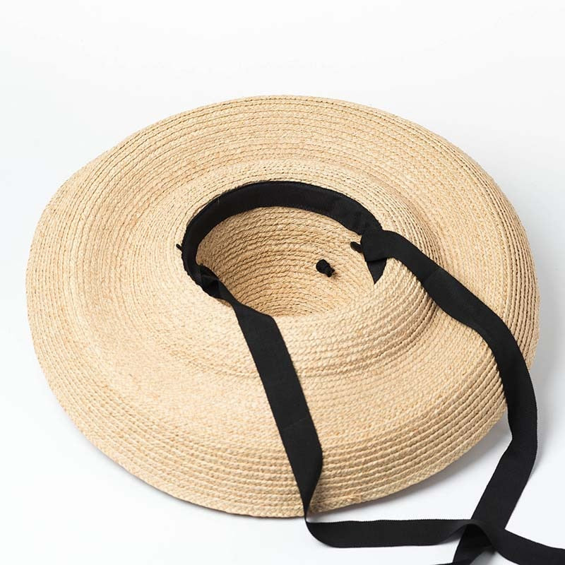 Black Bandage Ribbon Raffia Straw Hat