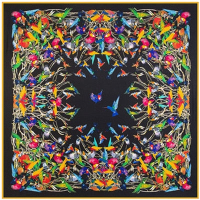 2020 Big Size Square Silk Twill Giraffe Scarf 130*130CM