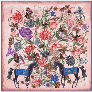 2020 Big Size Square Silk Twill Giraffe Scarf 130*130CM