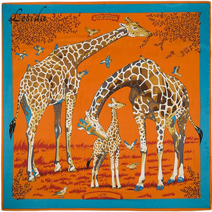 2020 Big Size Square Silk Twill Giraffe Scarf 130*130CM