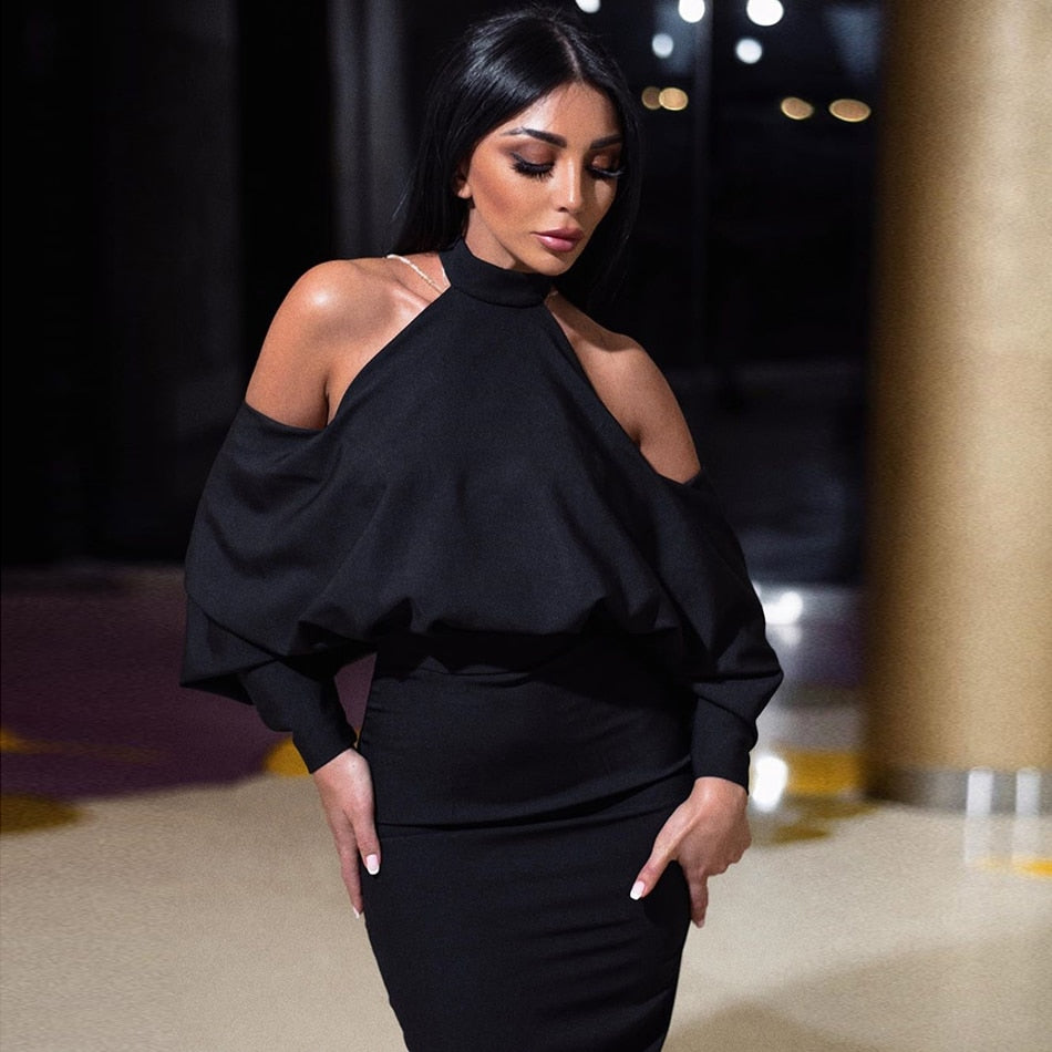 2020 Bodycon Backless Pearl Chain Skinny Split Dress