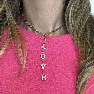 2020 pink Cuban Chain Rose Heart Choker Necklace