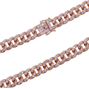 2020 pink Cuban Chain Rose Heart Choker Necklace
