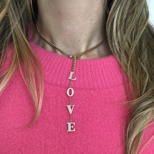 2020 pink Cuban Chain Rose Heart Choker Necklace
