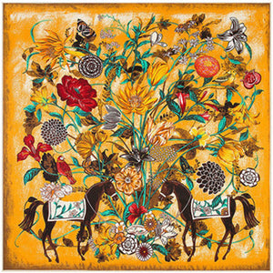 2020 Big Size Square Silk Twill Giraffe Scarf 130*130CM