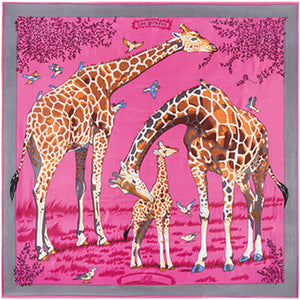 2020 Big Size Square Silk Twill Giraffe Scarf 130*130CM