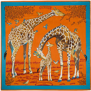 2020 Big Size Square Silk Twill Giraffe Scarf 130*130CM