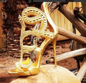Luxury Brand Rhinestone Cut-outs Gold Back zipper Gladiator Sandals