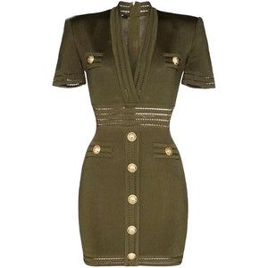 2029 Army Green Knitted Dress