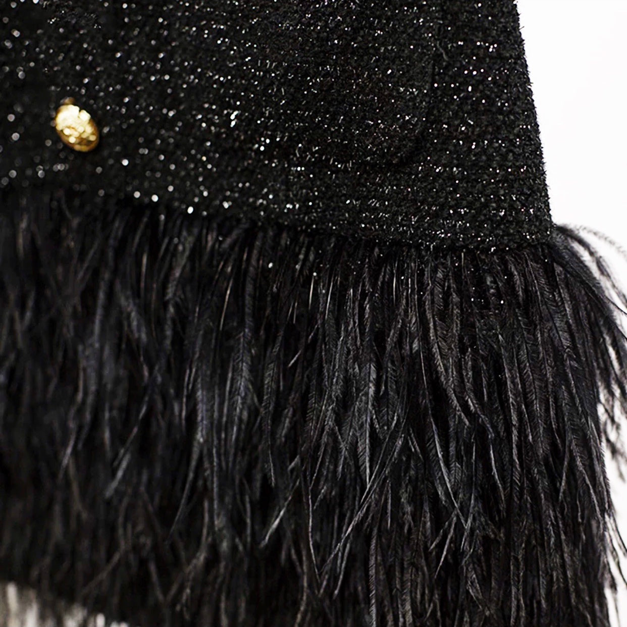 Runway Design B/W Feather Gold Lion Button Dress