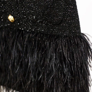 Runway Design B/W Feather Gold Lion Button Dress