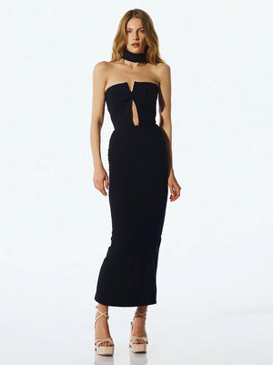 Bow Choker Design Bandage Dress
