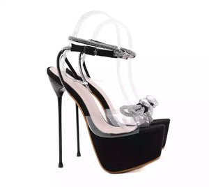 Butterfly-Knot Bordered Bling Crystal PVC Sandal