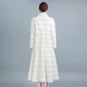 High Quality Natural Mink Fur Long Real White Coats