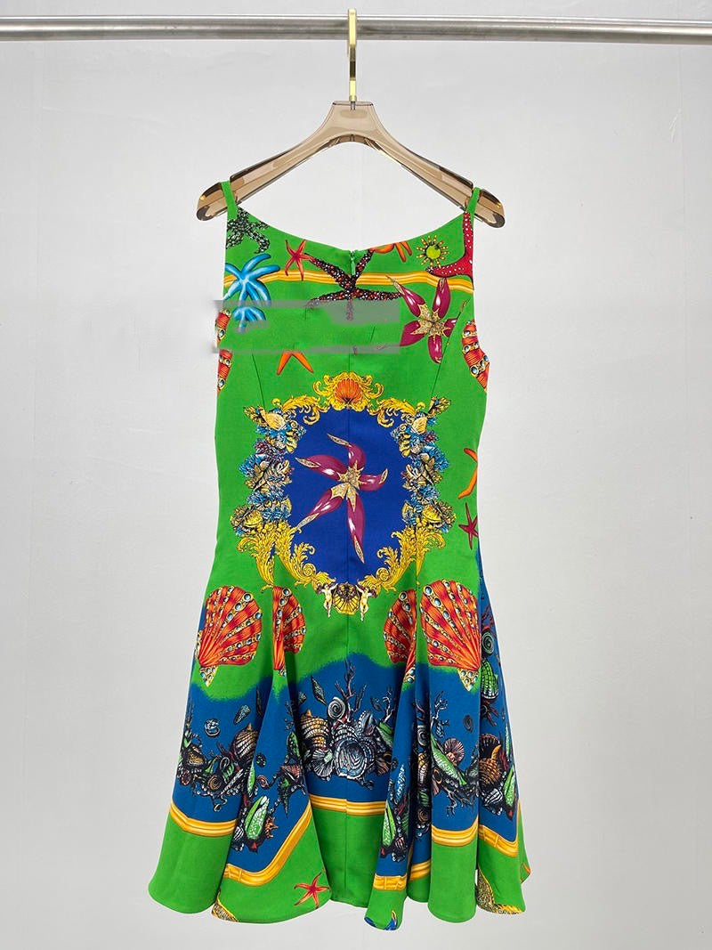 Luxury Designer Runway 1:1 High End Blue Green Starfish Dress
