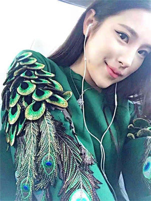 Embroidery Peacock Feather Sweatshirt