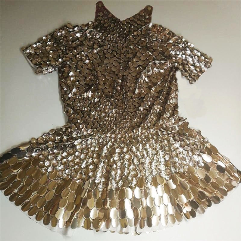 Shinning Shells Sequin Fish Scale Mirrors Mini Dress