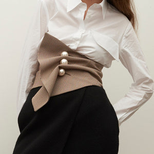 Pearl Buckle Plaid Belt