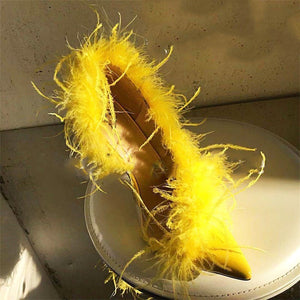 2020 Yellow Feather Genuine Leather Shoe