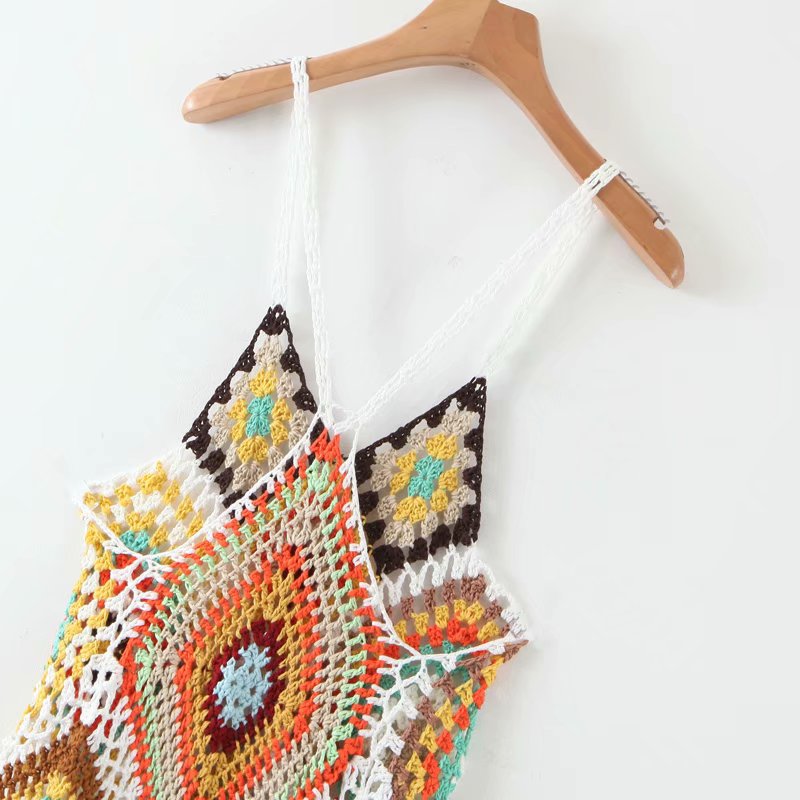 Handmade Knitted Backless  Midi Dress