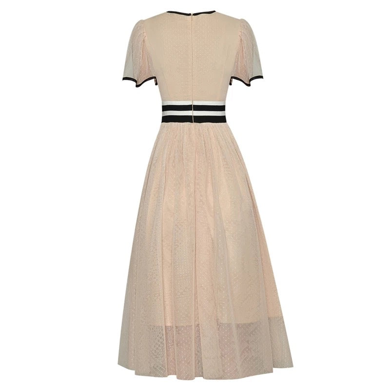 Vintage Sequins Embroidery Patchwork Lace Vintage Elegant Dress