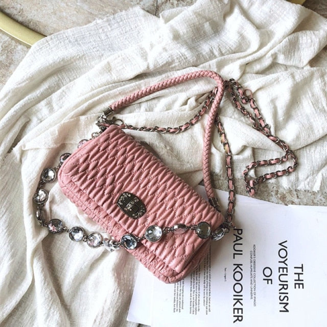 High Quality 2020 Diamonds Chain Sheepskin Mini Bag
