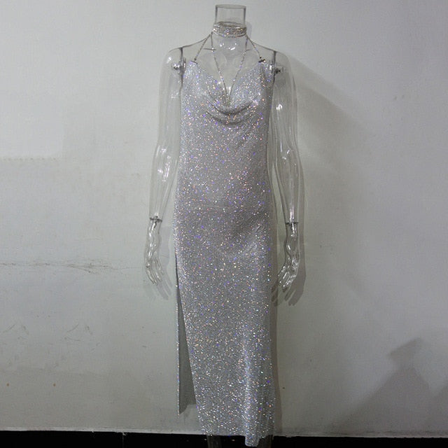 Shine Chrystal Metal Long Dress