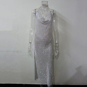 Shine Chrystal Metal Long Dress