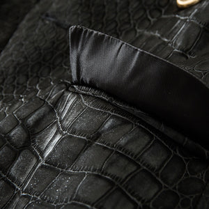 Designing Crocodile Pattern PU Leather Black Blazer Luxurious Jackets
