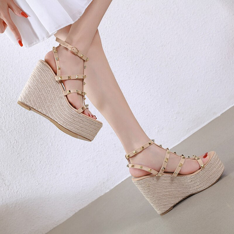 Beige Wedges Platform Sandal