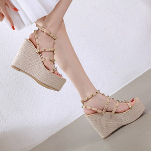 Beige Wedges Platform Sandal