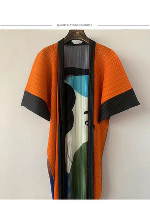 Miyak Fold Plus Size Japanese Cartoon Print Cardigan