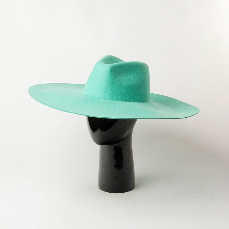 Green Woolen Jazz Top Hat Catwalk Style Felt Hat