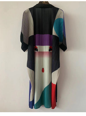 Miyak Fold Plus Size Japanese Cartoon Print Cardigan