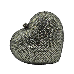 Deluxe Crystal Red Heart Clutch Evening Bag