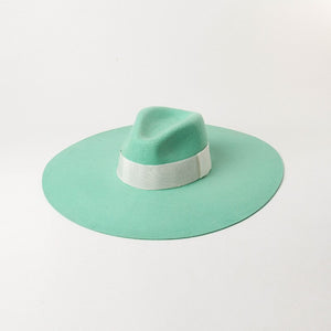 Green Woolen Jazz Top Hat Catwalk Style Felt Hat