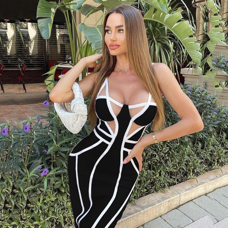 Striped Patchwork Bandage Dress