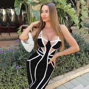 Striped Patchwork Bandage Dress