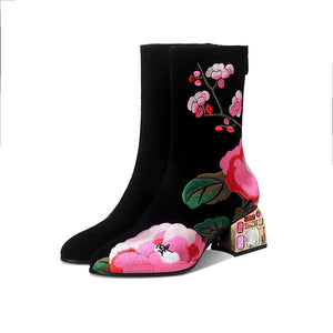 Floral Embroidered Short Boot