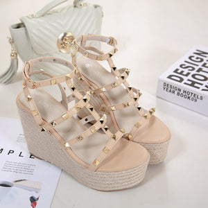 Beige Wedges Platform Sandal