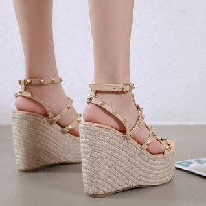 Beige Wedges Platform Sandal