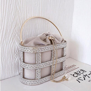 Luxury Diamonds Hollow Out Metal Cage Handbag