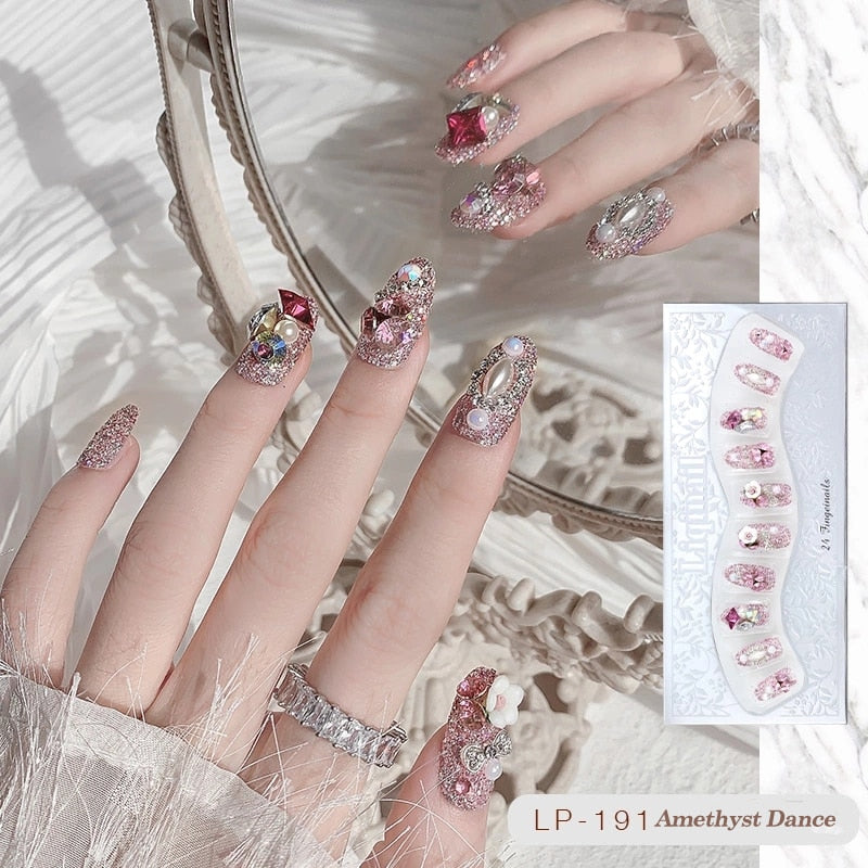 Pearl Lace Bowknot Press On Nails