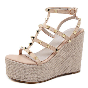 Beige Wedges Platform Sandal