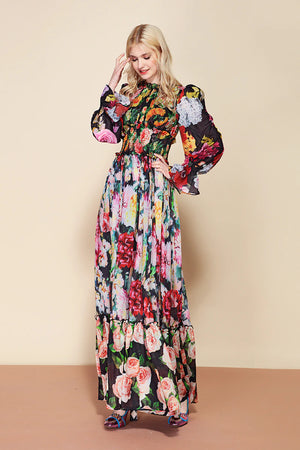 Runway Floral Print Elegant Dress