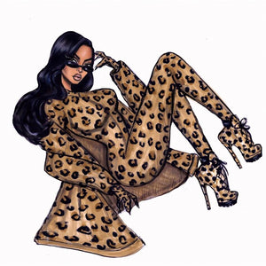 Sexy Leopard Animal Print High V Neck Rompers Bodycon Jumpsuits