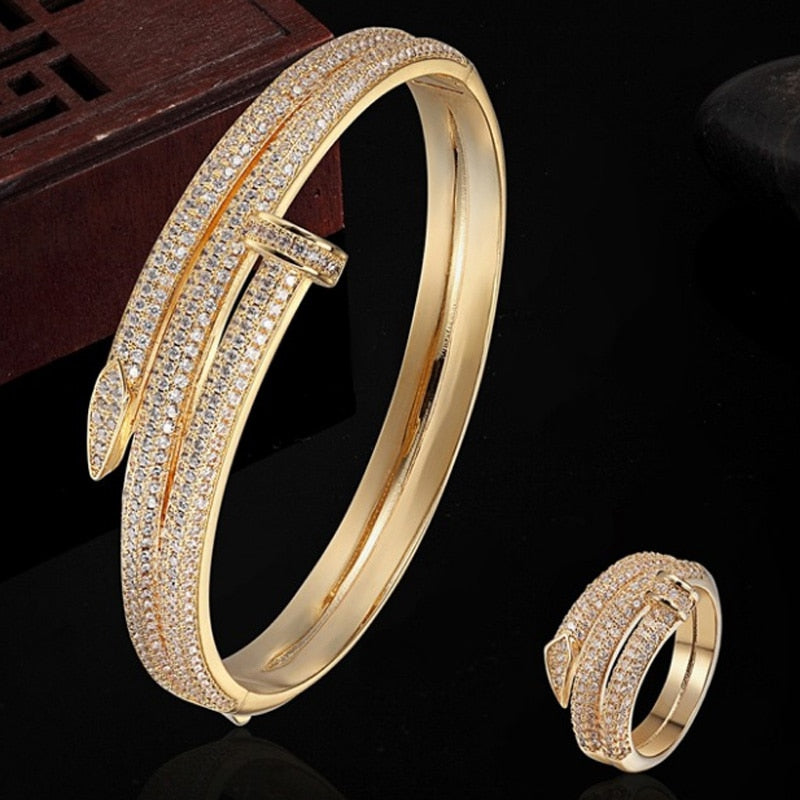 Copper Love Bangle Ring Set