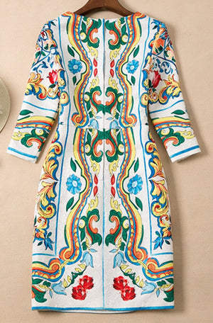 Vintage Print Jacquard Dresses