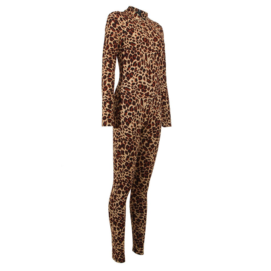 Sexy Leopard Animal Print High V Neck Rompers Bodycon Jumpsuits