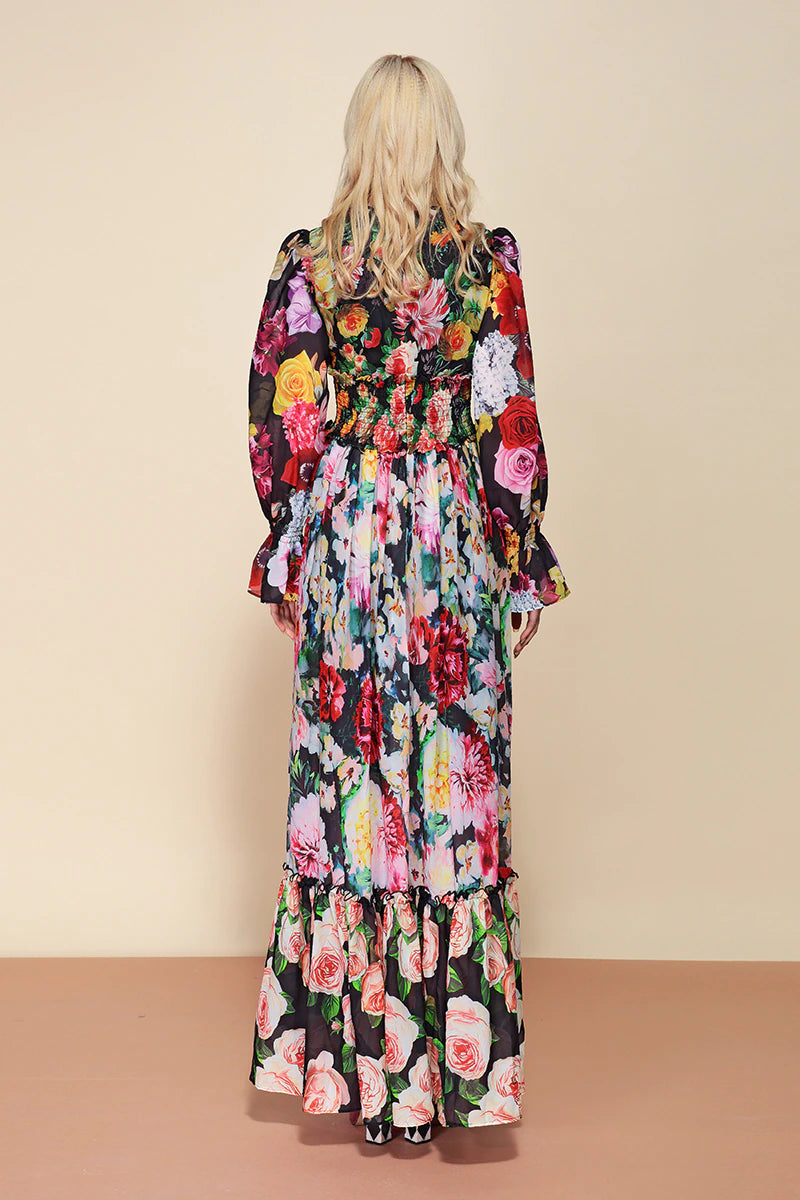 Runway Floral Print Elegant Dress
